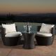 Noble House Kono Brown 3-Piece Wicker Patio Conversation Set w/ Beige Cushions