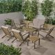 Noble House Leah Grey 7-Piece Wood Patio Conversation Seating Set w/ Grey Cushions