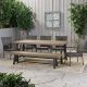 Noble House Lyons 30 in. Grey 7-pc Metal Rectangular Outdoor Dining Set