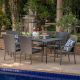 Noble House Macy Grey 7-pc Plastic Outdoor Dining Set with Stacking Chairs