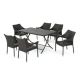 Noble House Madeleine Multi-Brown 7-Piece Plastic Outdoor Dining Set with Foldable Table and Stacking Chairs