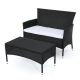 Noble House Malta Black 2 pc Wicker Patio Conversation Set w/ White Cushions