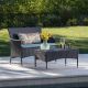 Noble House Malta Gray 2-Piece Wicker Patio Conversation Set w/ Teal Cushion