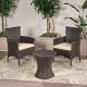 Noble House Malta Multibrown 3-Piece Plastic Patio Conversation Set w/ Beige Cushions