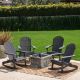 Noble House Marrion Dark Grey 5-pc Wood Patio Fire Pit Seating Set