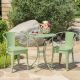 Noble House Matte Green 3-Piece Metal Round Outdoor Bistro Set