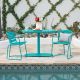 Noble House Matte Teal 3-pc Metal Oval Outdoor Bistro Set