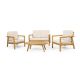 Noble House Mellie Teak 4-Piece Wood Patio Conversation Set with Beige Cushions