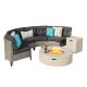 Noble House Navagio Mixed Black 6-Piece Plastic Patio Fire Pit Sectional Seating Set with Dark Gray Cushions