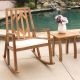 Noble House Nuna Teak Brown 2 pc Wood Patio Conversation Seating Set w/ Cream Cushions