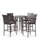 Noble House Patina Multibrown 5-pc Plastic Round Bar Height Outdoor Dining Set