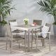 Noble House Peridot 30 in. Silver 5-pc Aluminum Square Outdoor Dining Set