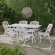 Noble House Phoenix White 7 pc. Metal Rectangular Outdoor Dining Set