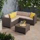 Noble House Primrose Dark Brown 6 pc Wicker Patio Sectional Seating Set w/ Beige Cushions
