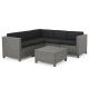 Noble House Puerta Dark Grey 6 pc. Wicker Outdoor Sectional Set w/ Black Cushions