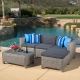 Noble House Puerta Gray 5 pc. Wicker Outdoor Sectional w/ Black Cushions