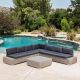 Noble House Puerta Mixed Black 4 pc. Wicker Outdoor Sectional w/ Dark Grey Cushions