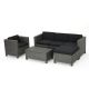 Noble House Puerta Mixed Black 6-pc Wicker Outdoor Sectional Set w/ Dark Grey Cushions