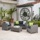 Noble House Puerta gray 4-pc Wicker Patio Conversation Set with Mixed Black Cushions