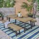 Noble House Raphael Grey and Black 3-pc Wood Outdoor Dining Set