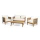 Noble House Rattler 4-Piece Wood Patio Conversation Set with Beige Cushions