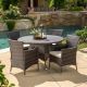 Noble House Rodgers Multi-Brown 5-Piece Plastic Outdoor Dining Set