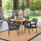 Noble House San Blas Multi-Brown 5-pc Wood and Wicker Outdoor Dining Set