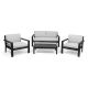 Noble House Santa Ana Brushed Dark Grey 4-Piece Wood Patio Conversation Set w/ Light Grey Cushions
