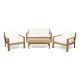 Noble House Santa Ana Brushed Light Brown 4-Piece Wood Patio Conversation Set w/ Cream Cushions