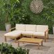 Noble House Santa Ana Light Brown 5 pc. Acacia Wood Outdoor Sectional Set w/ Cream Cushions