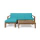 Noble House Santa Ana Teak Brown 5-Piece Wood Patio Conversation Sectional Seating Set w/ Teal Cushions
