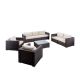 Noble House Santa Rosa Multi-Brown 8-pc WIcker Patio Conversation Set w/ Beige Cushions