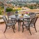 Noble House Sarasota Bronze 5-pc Aluminum Circular Outdoor Dining Set