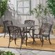 Noble House Sarasota Bronze 5-pc Aluminum Square Outdoor Dining Set