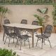 Noble House Sawtelle Grey 7 pc. Wood Rectangular Outdoor Dining Set