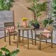 Noble House Stamford Grey 3-pc Wood Outdoor Bistro Set with Straight-Legged Table
