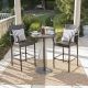 Noble House Stella Multi-Brown 3-pc Faux Wicker Round 40 in. Outdoor Bistro Set