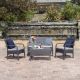 Noble House Tadeo Grey 4-Piece Wicker Patio Conversation Set with Silver Cushions