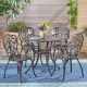 Noble House Vigo Shiny Copper 5-pc Aluminum Outdoor Dining Set