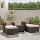 Noble House Waverly Dark Brown 5 pc Wicker Patio Conversation Seating Set w/ Beige Cushion