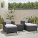 Noble House Waverly Dark Grey 5 pc Wicker Patio Conversation Seating Set w/ Grey Cushion