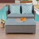 Freestyle OC Orange Casual Brown 2-Piece Wicker Patio Conversation Sectional Set with Grey Cushions with Storage Ottoman Grey