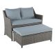 Freestyle Patiorama Brown 2-Piece Wicker Patio Conversation Sectional Set with Grey Cushions with Storage Ottoman Grey