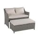 Freestyle Patiorama Gray 2-Piece Wicker Patio Conversation Sectional Set with Beige Cushions with Storage Ottoman