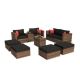 Brown 10-Piece Wicker Outdoor Sectional Patio Conversation Set with Black Cushions and Furniture Protection Cover