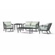 RST Brands Thelix 5-Piece Aluminum Patio Conversation Set w/ Spa Blue Cushions