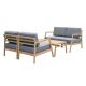 RST Brands Asta 4-pc Wood Patio Conversation Set with Gray Cushions