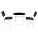 White 3-pc Metal Outdoor Bistro Set in Black Seat