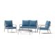 RST Brands Lunen Steel 4-Piece Patio Conversation Set with Blue Cushions