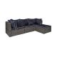TAZZ 4-Piece Rattan Outdoor Sectional w/ Cushions and Throw Pillow w/ Gray/Navy Blue
